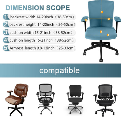 Tallew 4 Pcs Office Chair Covers Set Computer Universal Protective Stretchable Chair Seat Covers Desk Armrest Cover Pads Office Cushion Backrest for Rotating(Regular,Black)