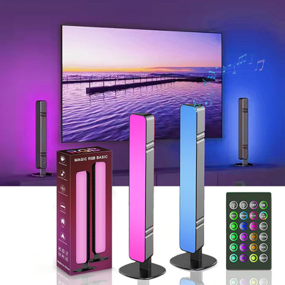 Smart RGB LED Light Bars for Gaming Desk, PC Monitor, TV – 10 Inch, Music Sync, Remote Control, 15 Modes, USB Powered, Horizontal & Stereoscopic Placement for Room Decor & Mood Lighting