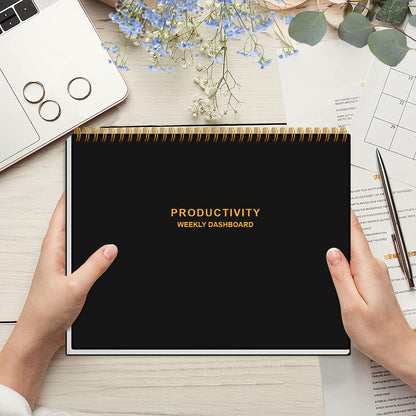 Weekly Productivity Dashboard - 8.5" x 11" Dashboard Desk Notepad Has 6 Focus Areas to List Tasks for Goals, Projects, Clients, Academic or Meal-Organize Your Daily Work Efficiently, 54 Weeks, Green
