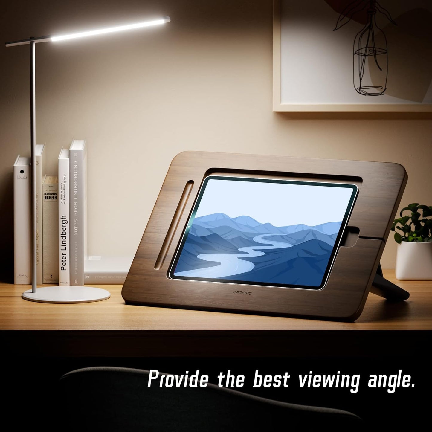 AFOOYO Bamboo Tablet Drawing Stand - Portable & Adjustable 5 Angles,Laptop Stands Riser, Book Reading Stand,Compatible with 9.7/10.2/10.5/10.9/11 inches