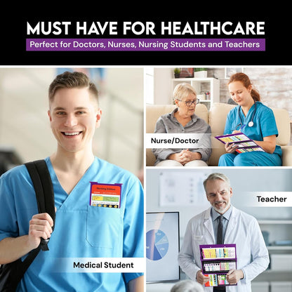 Nursing Clipboard Foldable with Medical Edition Cheat Sheets, 3 Layers Aluminum Foldable Clipboard for Nursing, Notepad for Students, Nursing School Essentials (Black)