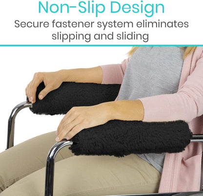 Vive Wheelchair Armrest Pads (2 PCS) - Memory Foam Sheepskin Cushion Accessories for Transport Electric Wheel Chair Arm Rests - for Adults, Seniors, Handicapped - Soft Support for Office Chair