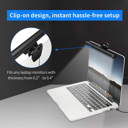 Laptop Monitor Light Bar, USB e-Reading LED Task Lamp, 3 Adjustable Color Temperature, 10 Dimming Brightness Levels, No Screen Glare, Space Saving, Eye Health Care, Portable for Travel