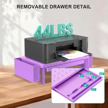 WALI Monitor Stand Riser with Drawer and 2 Pen Holders, Desk Organizers and Accessories for Computer, Printer, Laptop Stand for Home Office Supplies, (PTT004-B), 1 Pack, Black