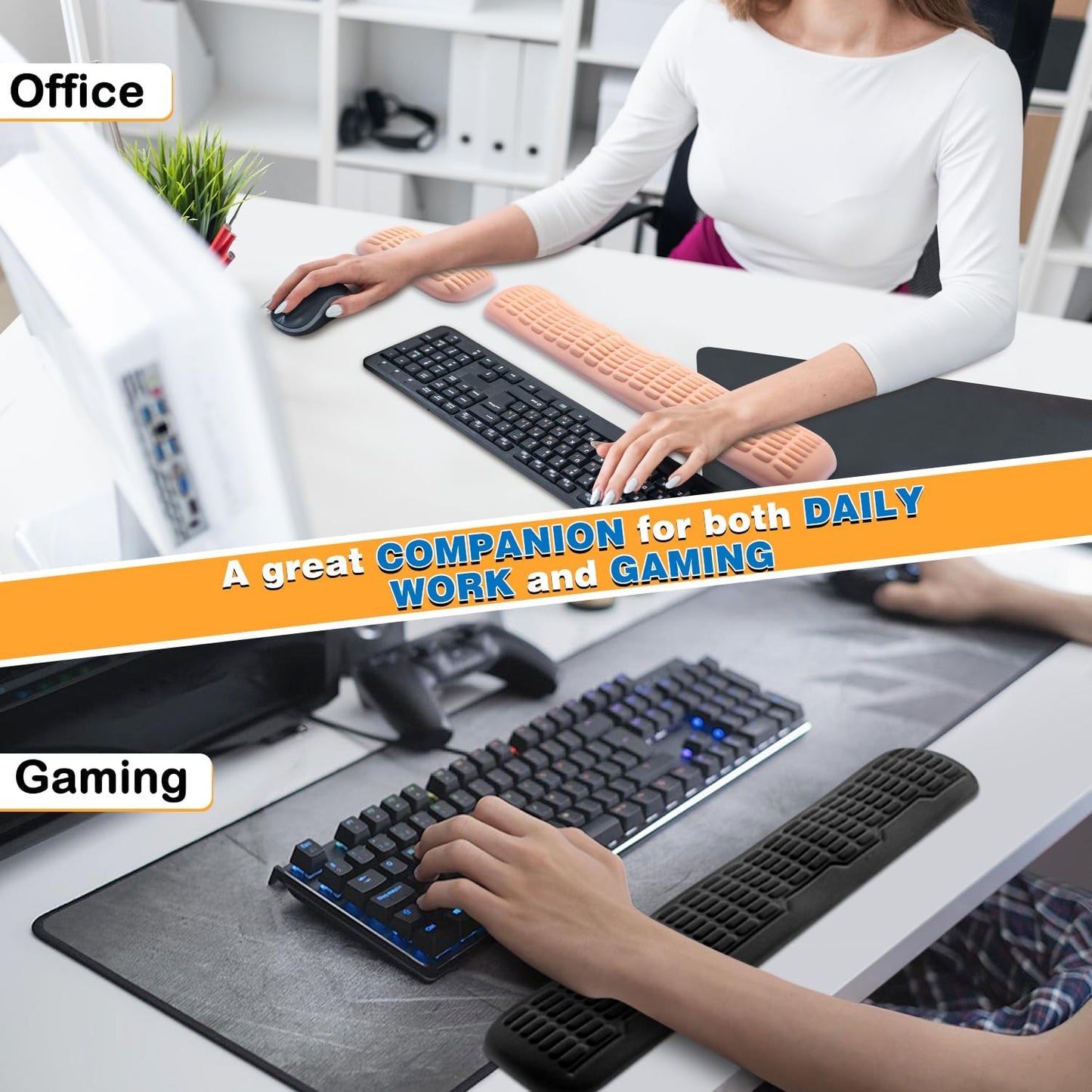 UnivoColors Ergonomic Mouse Wrist Rest,Latest 3.0 Wave Curve Design,High-Resilience Memory Foam Non-Slip Base,Reduces Wrist Fatigue,Ideal for Office Gaming & Long Hours of Use(Black)