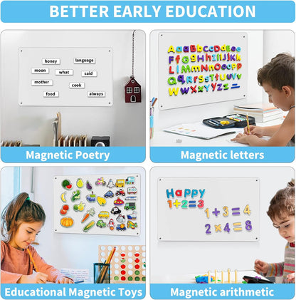 2Pack Magnetic Board,17.1" x 11.8" Magnet Display,for Magnets and Bulletin Board,Suitable for Wall, Refrigerator, Compartment, Cabinet etc,Comes with Dual Lock Tape for Easy Hanging (Silver)
