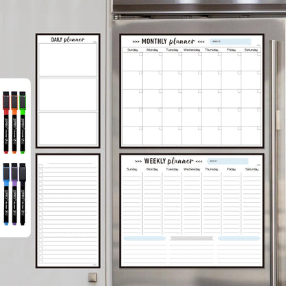 JJPRO Non-Magnetic Dry Erase Weekly Calendar for Fridge,Reusable Weekly Meal Planner and to Do List Whiteboard Bundle-Starts Monday,8.5"x12" Reusable Calendars Stick to Wall, All Smooth Surfaces