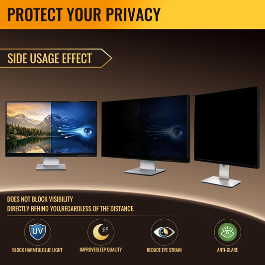 [2 Pack] 27 Inch Privacy Screen Protector - 95% Blue Light Blocking, Anti-Glare Monitor Filter for 16:9 Widescreen - Anti-Scratch Privacy Shield