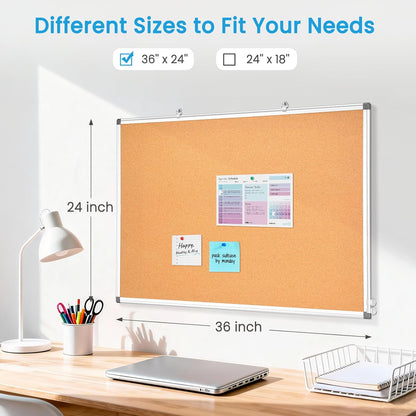 Weekly Dry Erase Calendar Whiteboard for Wall, 24" x 18" Double-Sided Weekly Planner White Board Cork Combo, Hanging & Wall Mount Week Bulletin Board with Notes for Home, Office, School, Kitchen