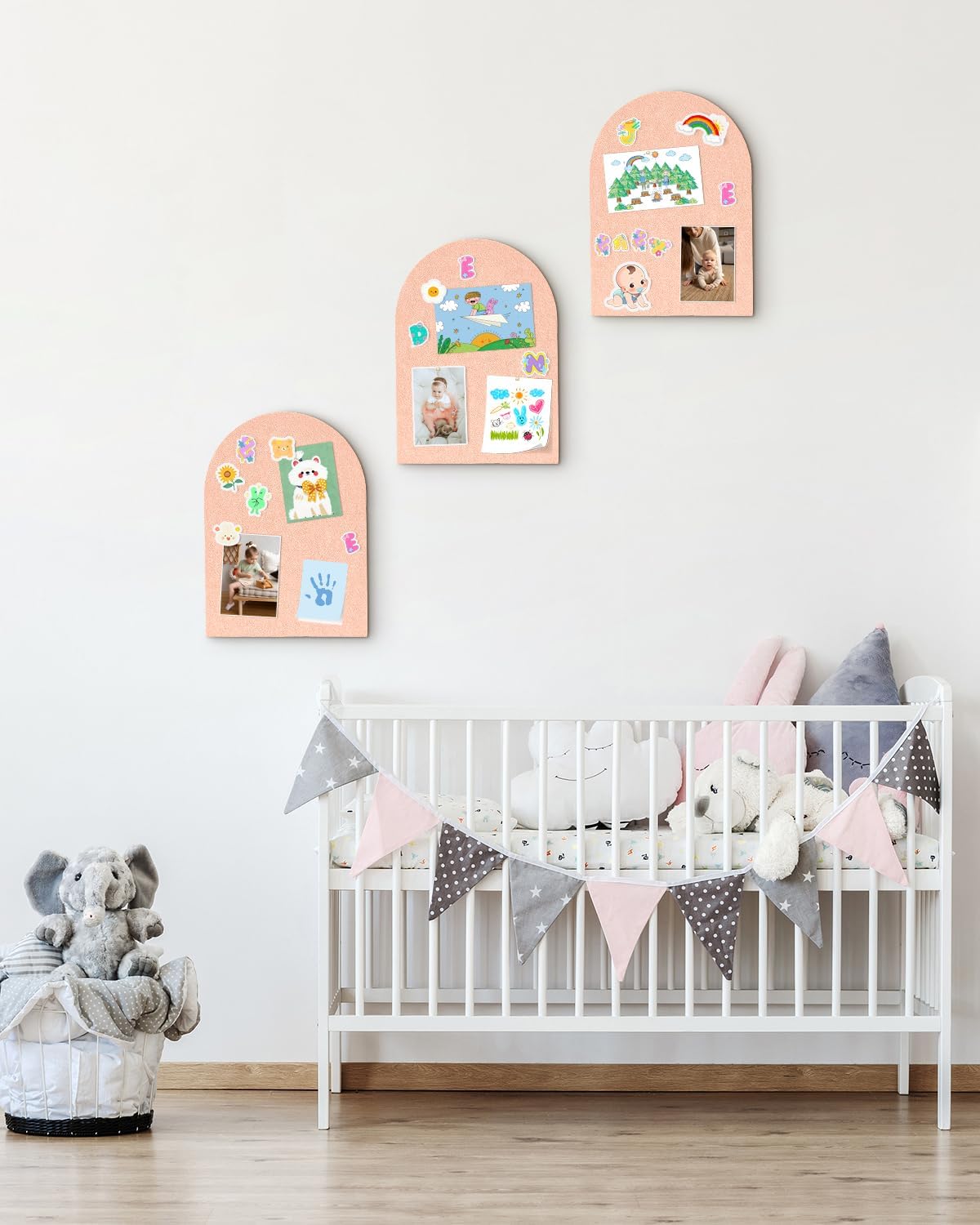 Arched Felt Bulletin Board, Cork Board Alternative for Wall, 10.6in x 14.6in Self-Adhesive Pin Board, 0.35" Thick 2 Pack for Home Office Decor (Camel-2727-2p)