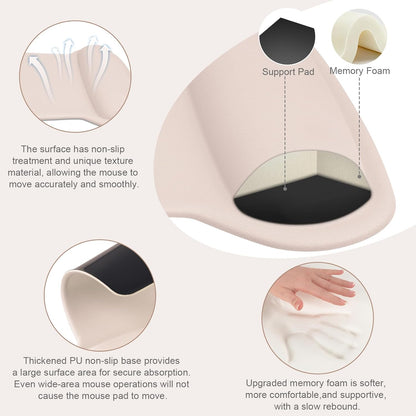 MOSISO Wrist Rest Support for Mouse Pad & Keyboard Set, Ergonomic Mousepad Non-Slip Base Home/Office Pain Relief & Easy Typing Cushion with Neoprene Cloth & Raised Memory Foam, Black