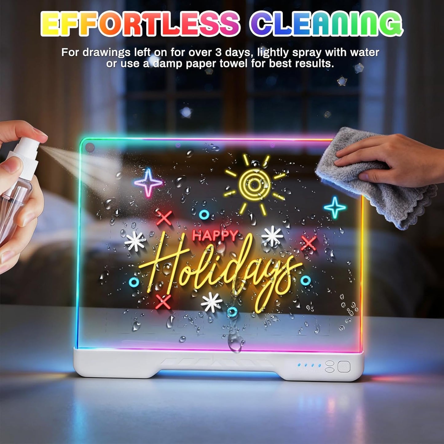 16-Inch LED Drawing Board for Kids, Rechargeable LED Doodle Board with 7 Light Modes & Built-in Stand, LED Note Board, Great Art Gift for Boys and Girls