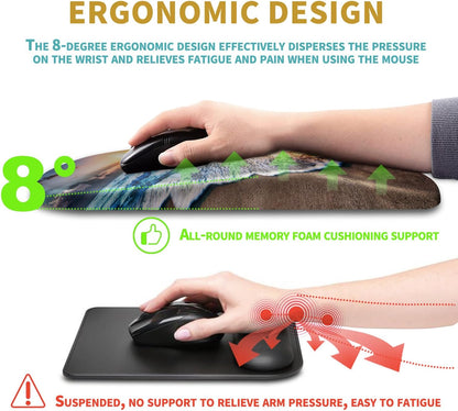 Hokafenle Ergonomic Mouse Pad Wrist Support with Massage Design, Wrist Rest Pain Relief Mousepad with Memory Foam&Non-Slip PU Base, Mouse Pads for Wireless Mouse & Desk (12x8 inch,Black)