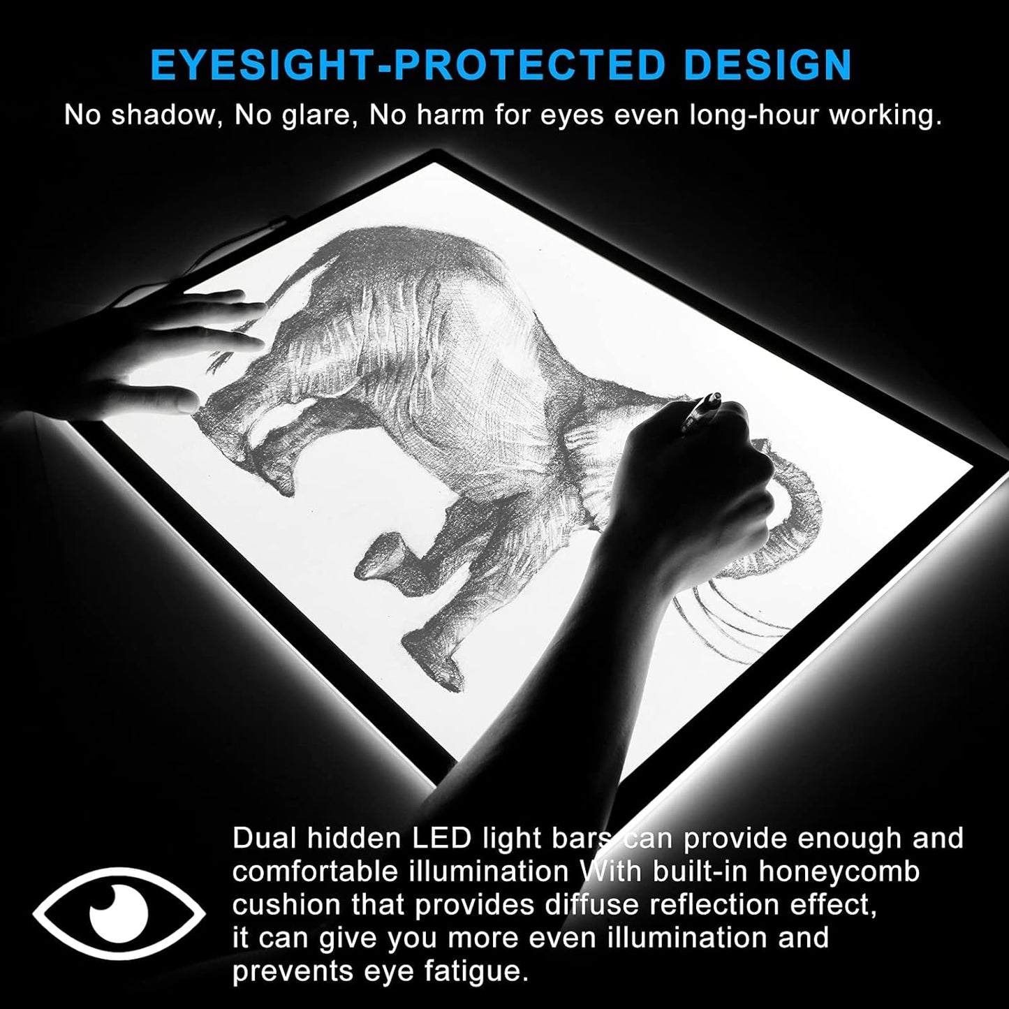 LitEnergy A3 Copy Light Board Tracing Box, Ultra-Thin Adjustable Drawing Tablet USB Power Artcraft LED Tracer Pad for Diamond Art Painting Accessories, Streaming, Sketching, Animation, Stenciling
