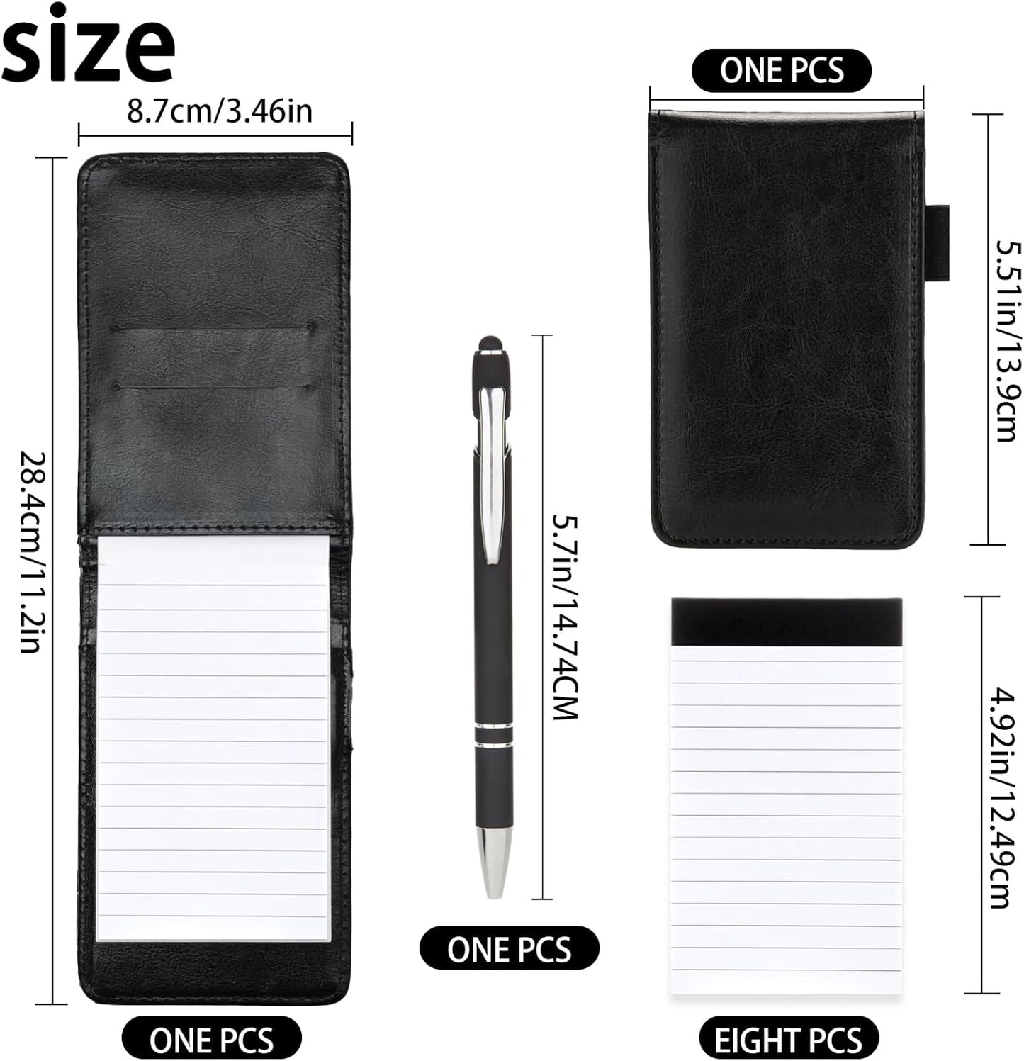 Camelmother 10 Pieces Small Notepad Holder Set Pocket Notebook 3 x 5 Inch with Pen