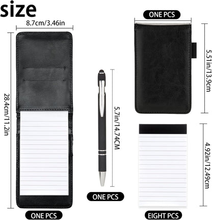 Camelmother 10 Pieces Small Notepad Holder Set Pocket Notebook 3 x 5 Inch with Pen