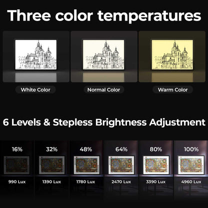 Heanolier Rechargeable A4 Light Board with Stand, 7100Lux Super Bright Magnetic Light Pad with Side Buttons, Wireless Light Box for Tracing, LED Light Table for Diamond Painting,Sketching,Drawing