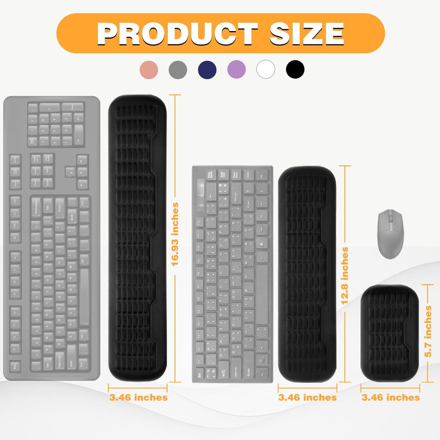 UnivoColors Ergonomic Mouse Wrist Rest,Latest 3.0 Wave Curve Design,High-Resilience Memory Foam Non-Slip Base,Reduces Wrist Fatigue,Ideal for Office Gaming & Long Hours of Use(Black)