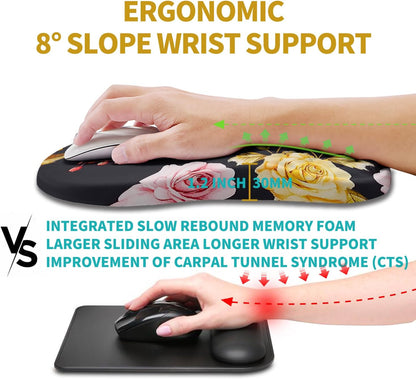 Hokafenle Ergonomic Mouse Pad Wrist Support, Wrist Rest Mousepad for Carpal Tunnel Pain Relief with Integrated Memory Foam Slope Massage Bulge (11.8x7.9 inch,Topographic Contour)