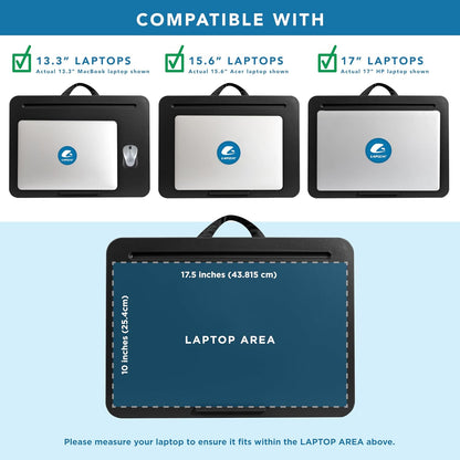 LAPGEAR Compact Lap Desk – Fits Up to 14″ Laptops – Charcoal – Style No. 43105