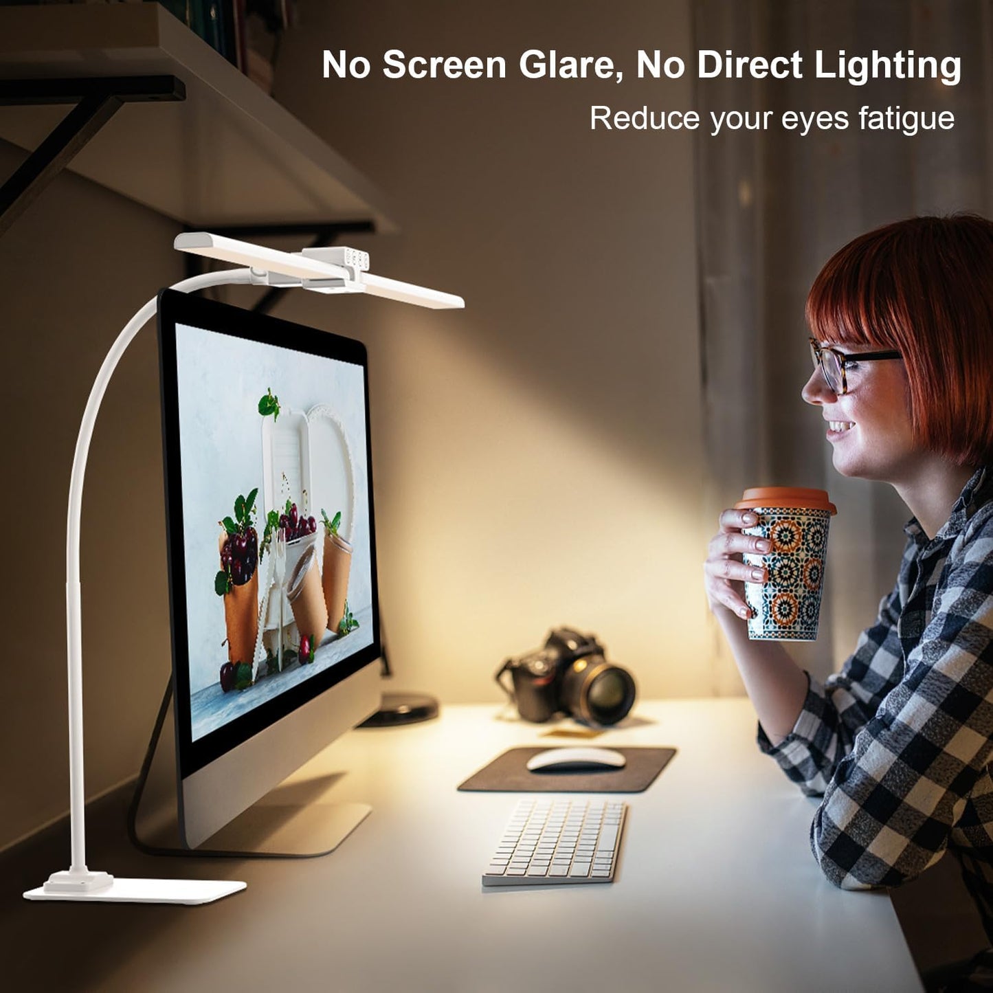 EppieBasic Desk Lamp,24W Led Desk Lamps with Clamp,Double Head Desk Light for Home Office, Architect Desktop Lamp Eye Care Workbench Office Table Light for Monitor Studio Reading