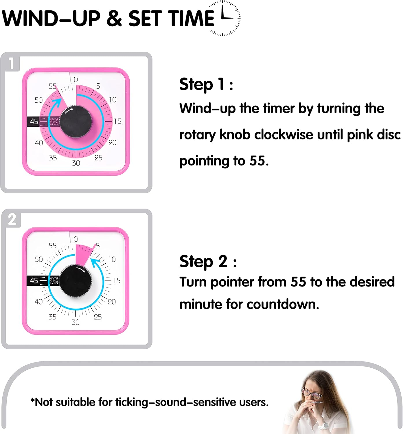 Visual Timer 7.5 inch; 60 Minute 1 Hour Countdown Timer for Kids Classroom Teaching Tool Home Office Meeting, Mechanical Countdown Clock for Exam Time Management Magnetic, Sky Blue with Colorful Disc
