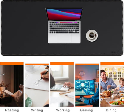 Mydours 40" x 20" Extra Large Desk Mat, PU Leather & Cork Desk Pad, Large XXL Desk Mouse Pad for Workstation, Office, Home, Computer Desk Mat with Keyboard & Mouse (Black)