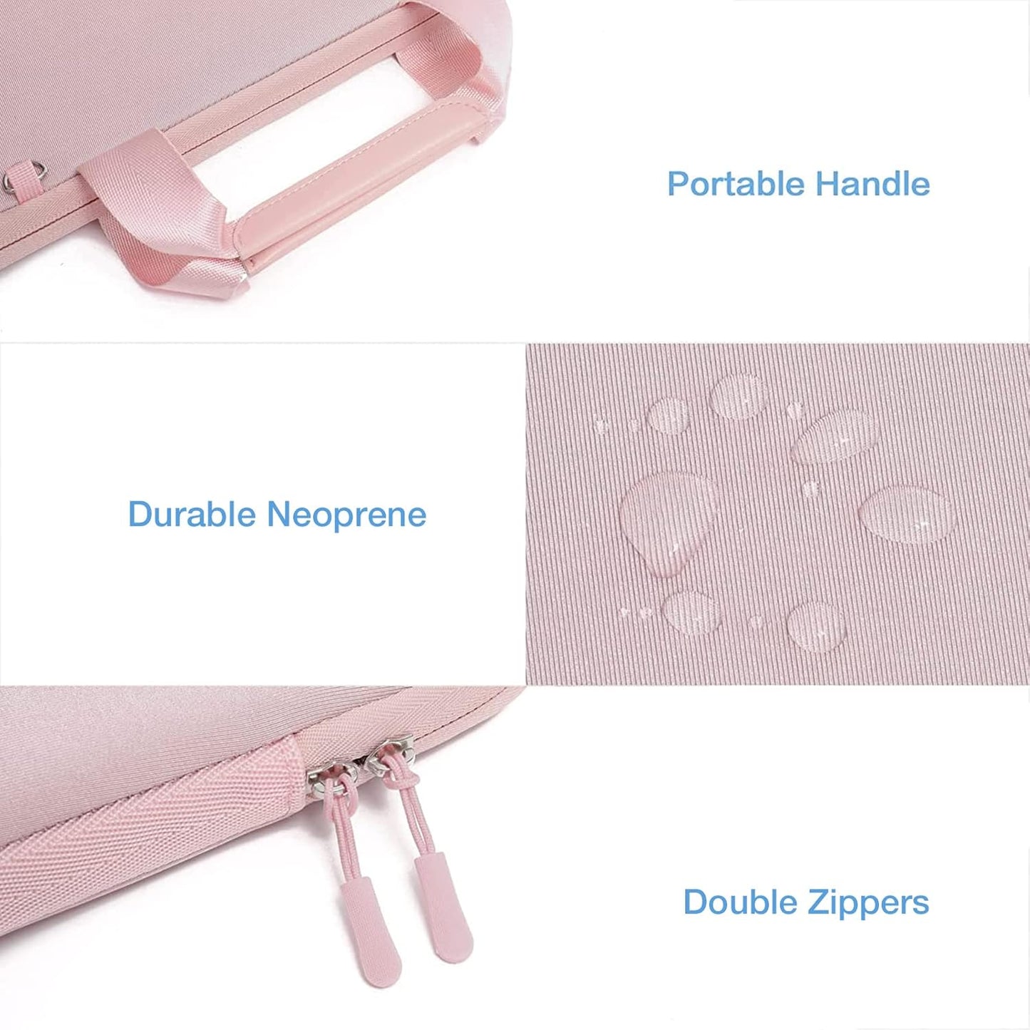 MOSISO Laptop Case 13.3 inch, 13-13.3 inch Laptop Sleeve Bag Compatible with MacBook Air/Pro 13 / Pro 14, HP Dell ASUS, Neoprene Carrying Computer Bag with Handle&Detachable Small Case, Pink