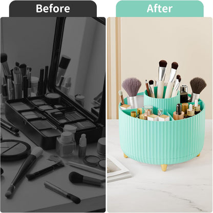 fanado 360° Rotate Makeup Brush Holder Organizer, Makeup Organizers Countertop, Makeup organization and Skincare Storage for Vanity, Desktop, Bathroom (White)