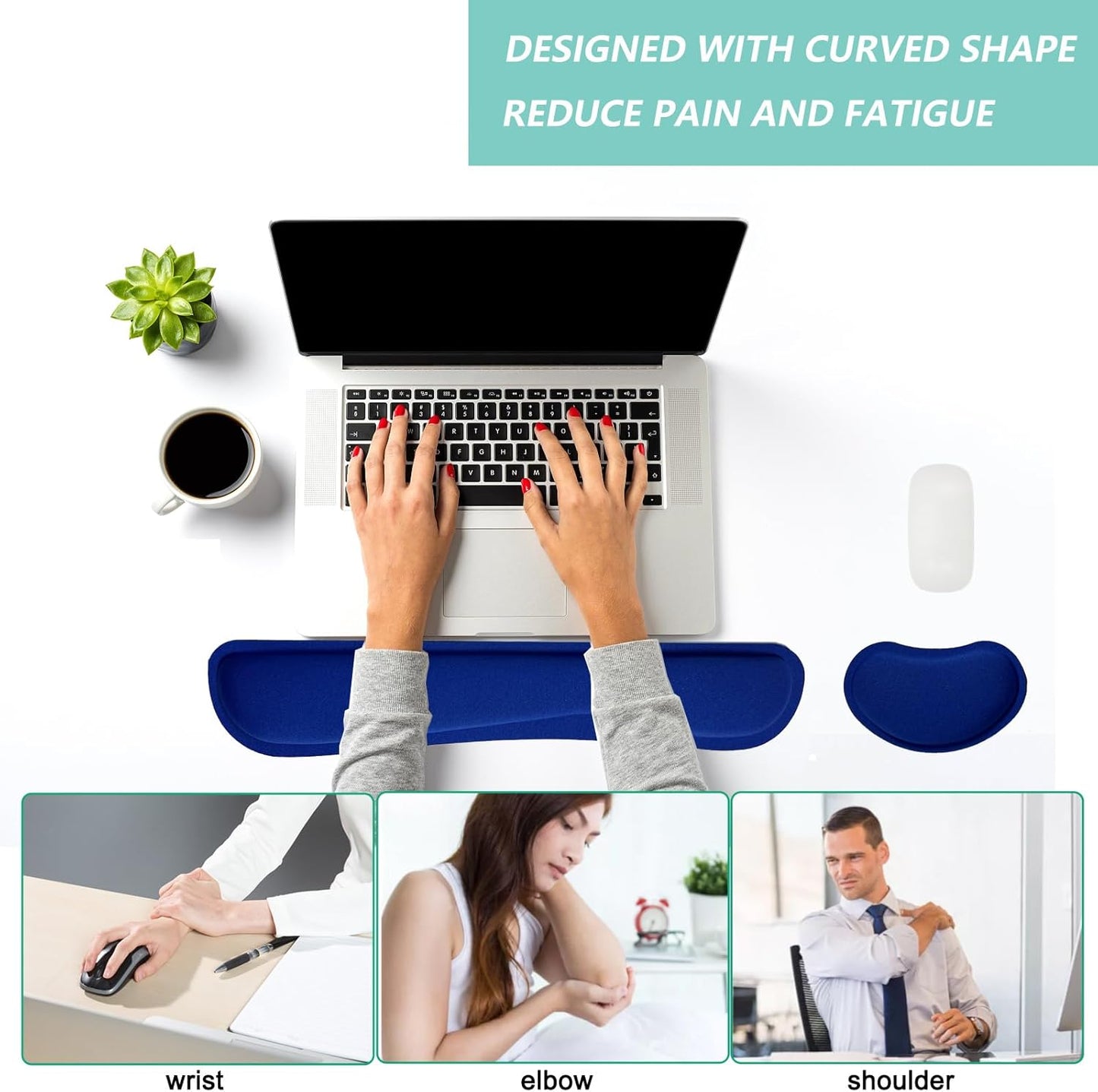 Keyboard Wrist Rest Mouse Wrist Support Set, Memory Foam Wrist Rest Pad for Computer Laptop Keyboard Mouse, Ergonomic Wrist Cushion Support for Typing Pain Relief, Gaming Home Office, Flowers Grass