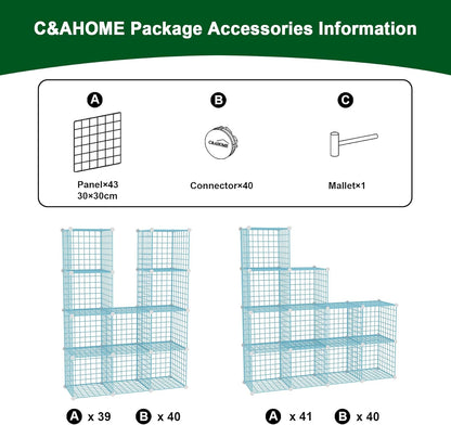 C&AHOME Wire Cube Storage, 12-Cube Storage Organizer Metal, C Grids Storage Bins Shelving, Modular Bookshelf Shelf, Closet Cabinet Ideal for Bedroom, Office 36.6”L x 12.4”W 48.4”H Black