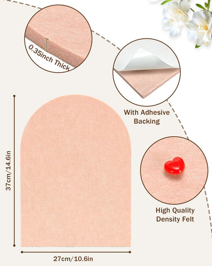 Arched Felt Bulletin Board, Cork Board Alternative for Wall, 10.6in x 14.6in Self-Adhesive Pin Board, 0.35" Thick 2 Pack for Home Office Decor (Camel-2727-2p)