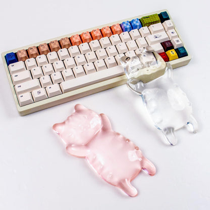 Ergonomic Gel Mouse Wrist Rest – Clear Cute Cat Mouse Wrist Rest, Comfort & Support for Typing and Gaming (Pink)