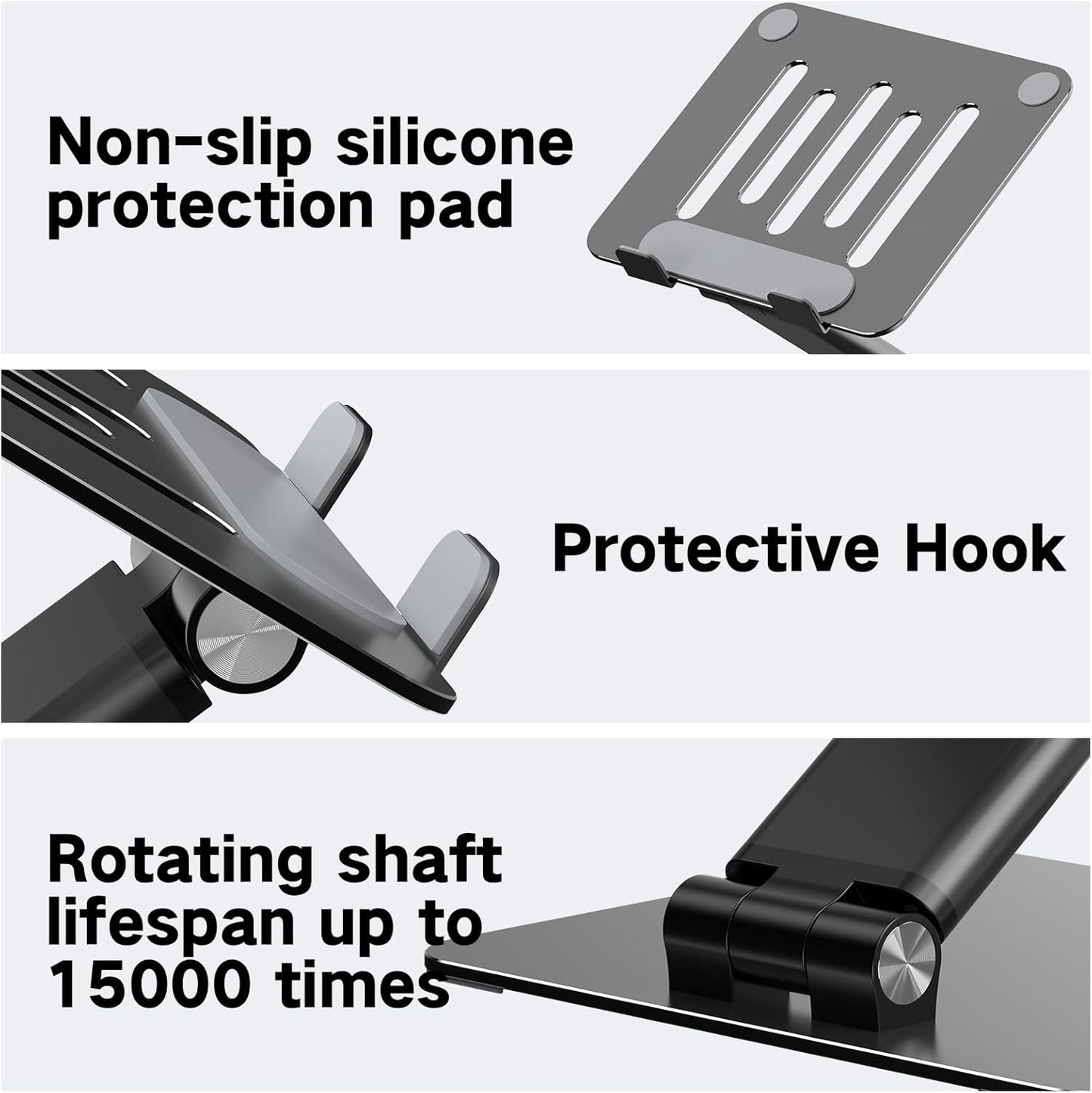 Tonmom Adjustable Laptop Stand for Desk, Metal Foldable Laptop Riser, Portable Laptop Holder, Ventilated Cooling Computer Notebook Stand Compatible with 10-17.3” Laptops