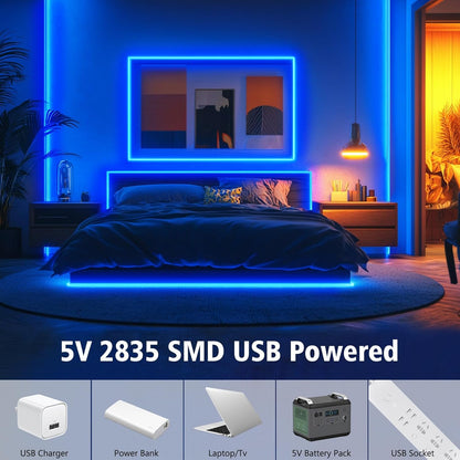 echosari Strip Lights USB 5V, 9.8Ft 180 LED Strip Lights Cuttable 2835 SMD Super Bright with Self-Adhesive DIY for Cabinet Photo Frames Desks Monitor Shelves Decor (Green)