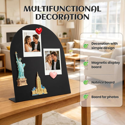 2 Pack Magnet Board 12.6x11 Inch Magnetic Display Board Black Metal with Stand for Home School Kitchen Office