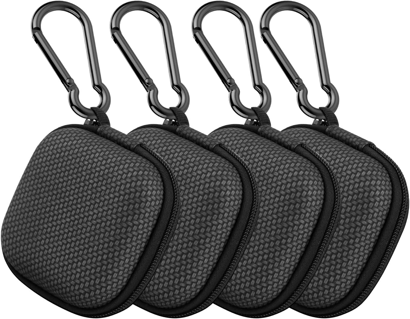 Earbud Case Hard EVA Earphone Carrying Case Cell Phone Accessories Storage Bag with Carabiner for Airpods Headset Earphone Flash Drive Charging Cable Key Wall Charger USB Adapter Cable (Black 1Pack)