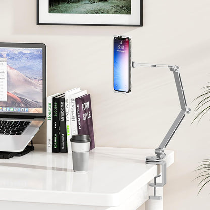 Houele Tablet Stand Holder, Adjustable Foldable Tablet Arm iPad Desk Mount with 360°Rotate Base, Phone Holder iPad Stand for Desk and Bed, Compatible with Tablets, Phones or Other 4-15.6" Device