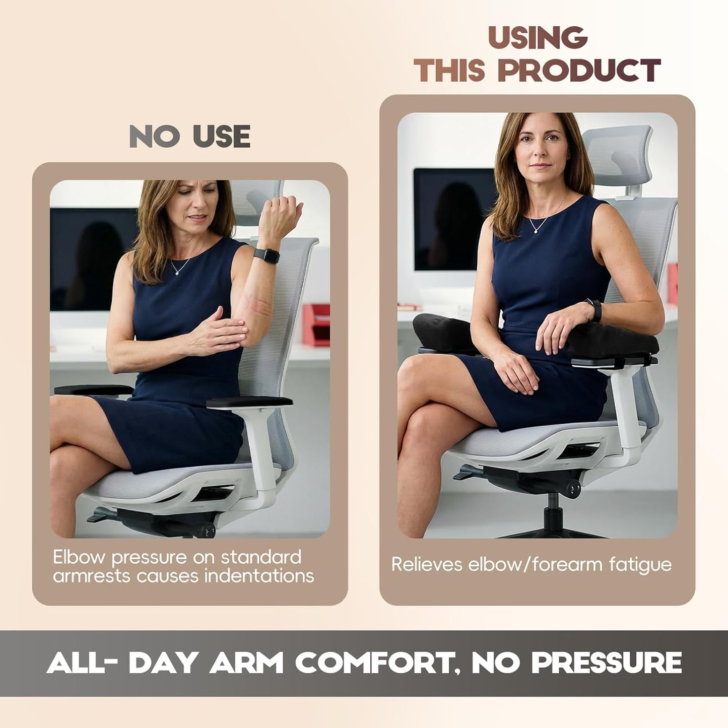 Office Chair Arm Pads, Ergonomic Memory Foam Wheelchair Cover, Arm Rest Pillow for Desk, Computer, Gaming and Elbows (Skin-Friendly Arm Rest Pillow)