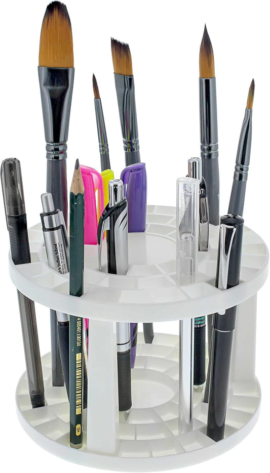 U.S. Art Supply 60 Slot Marker Organizer & Paint Brush Holder – Multi-Level Marker Storage, Pens, Brushes, Colored Pencils