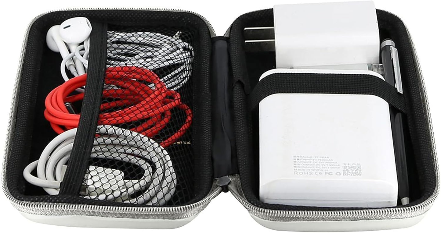 iMangoo Travel Essential Electronics Organizer Pouch Charger Case, Shockproof Dual Zipper Power Bank Cables Tech Accessories Purse, Men & Women Travel Must Have Storage Bag, 6.5x3.2x1 inch Rose Gold