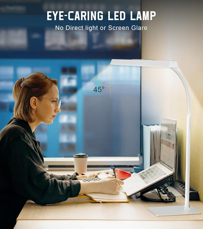 Desk Lamp with Clamp, Eye Caring LED Desk Lamp for Home Office with Gooseneck, Clip on Light with 3 Color Modes for Working, Reading, Drawing