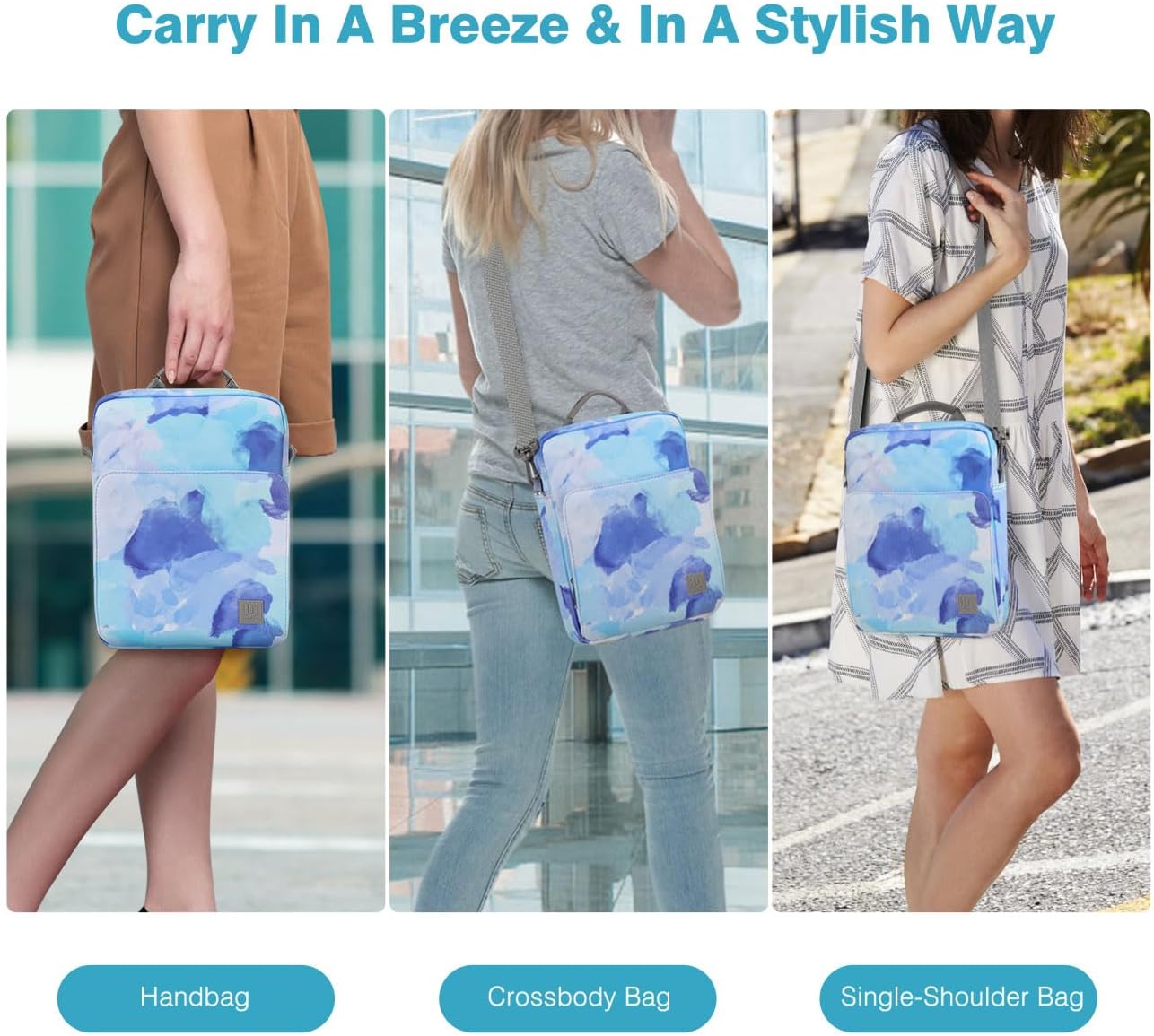 Dadanism 9-11 Inch Tablet Sleeve Bag Carrying Case with Shoulder Strap for iPad (A16) 11", iPad 10th Gen 10.9", iPad Air M4/Pro M5 11", iPad 9/8/7th 10.2", Galaxy Tab A11+ Plus 11", Cloudy Pink
