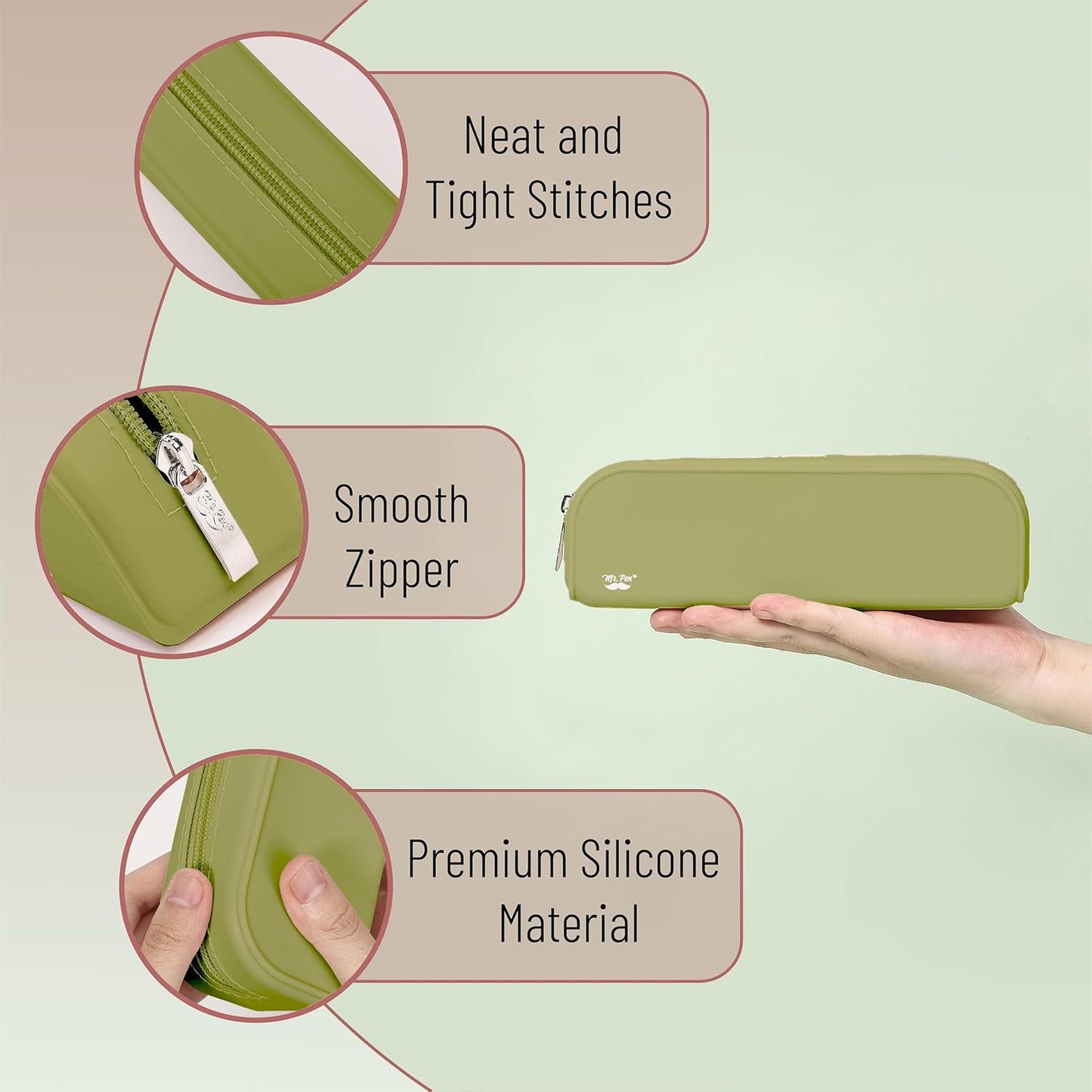 Mr. Pen- Silicone Pencil Case, Aesthetic Pencil Bag for Women, Makeup Pouch, Multifunctional Pouch for Stationery, Cosmetics and Electrical Goods Storage
