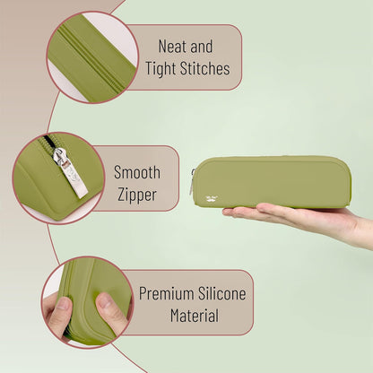 Mr. Pen- Silicone Pencil Case, Aesthetic Pencil Bag for Women, Makeup Pouch, Multifunctional Pouch for Stationery, Cosmetics and Electrical Goods Storage