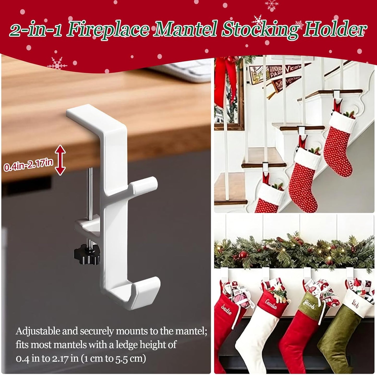 Desk Mount Bag Holder Hook Clamp,On Backpack Hanger Portable Desk Mount Headphones Holder for Reduce Desk Clutter Table Desk Table Hanging Storage (1 Pcs-Double Hook White)