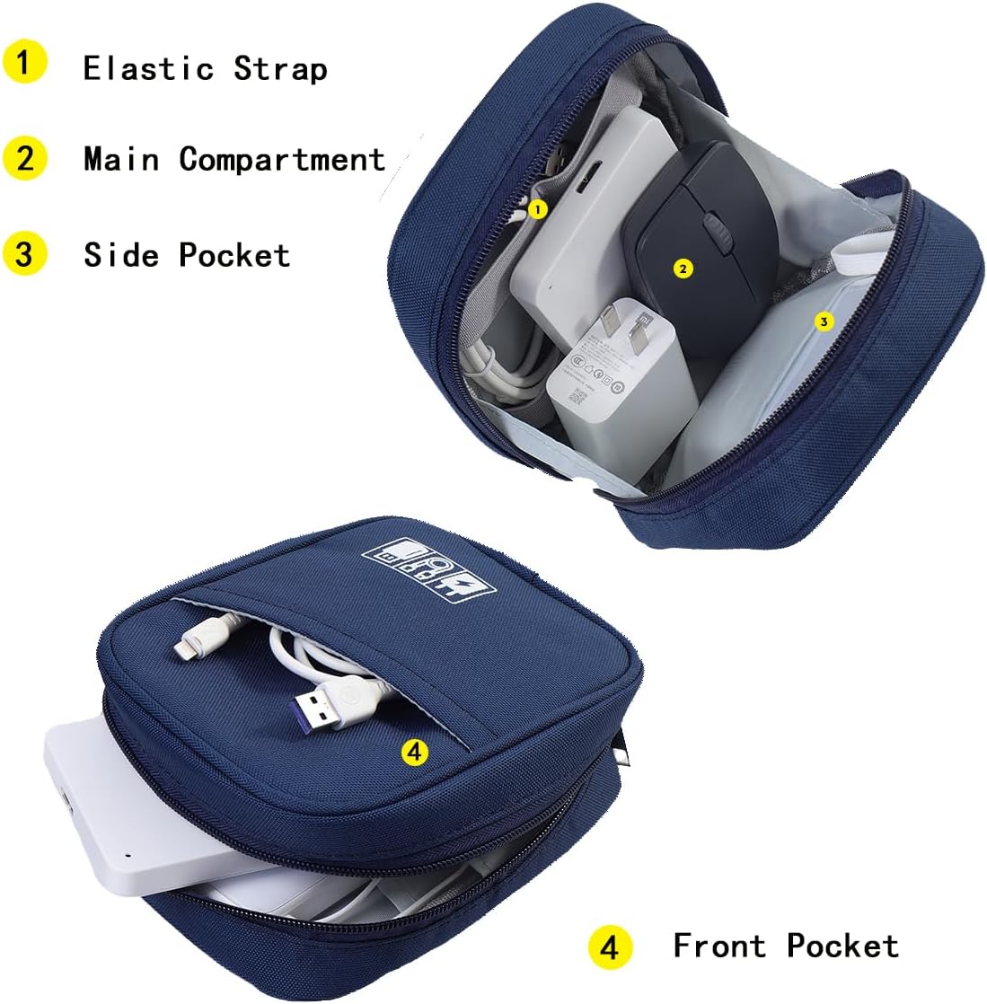 E-Tree Storage Pouch for Small Electronics and Accessories,Tech Bag,Electronic Organizer Case Compatible with MacBook Laptop Charger,Mouse,Cables,Hub,Power Bank,Earphone,Toiletries Cosmetics (Purple)