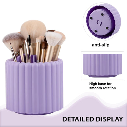 Anyoifax 360 Rotating Makeup Brush Holder 7 Slots Make Up Brush Organizer Removable Spinning Cosmetic Brushes Storage Pen Holder for Vanity, Dresser, Desk, White
