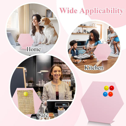 Shimeyao 2 Pcs Pink Magnetic Bulletin Board for Tabletops with 8 Magnets 10x7 Inch Memo Display Easel Stand for Home Office School Kitchen Table Supplies (Arched)