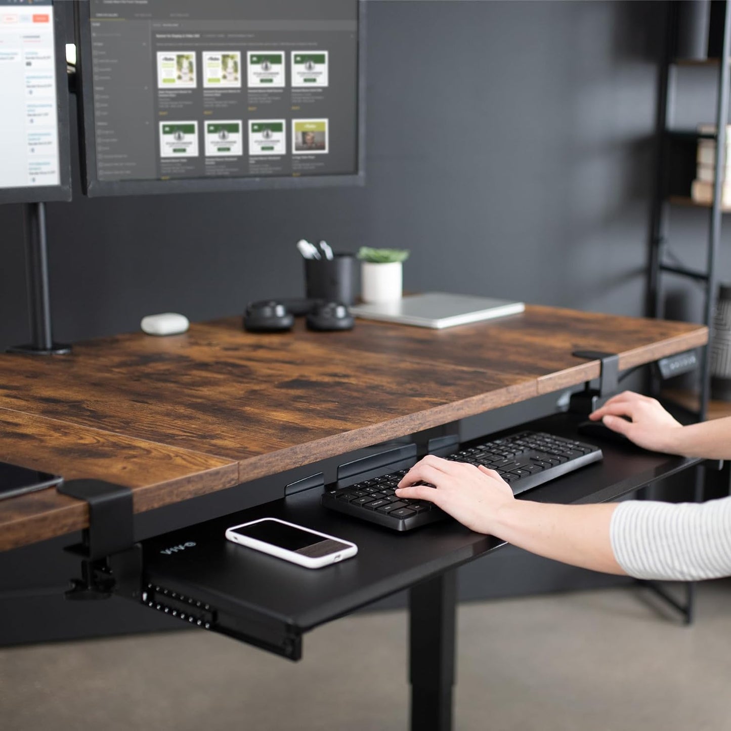 VIVO Large Keyboard Tray Under Desk Pull Out with Extra Sturdy C Clamp Mount System, 27 (33 Including Clamps) x 11 Inch Slide-Out Platform Computer Drawer for Typing, Black, MOUNT-KB05E